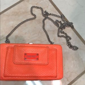Nine West neon orange clutch